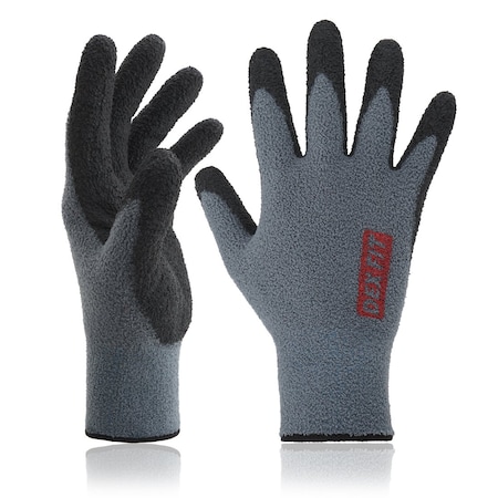 Warm Fleece Work Gloves, Firm Grip, Water-Based Nitrile Rubber Coated, Grey, Size XL 10, 3PK